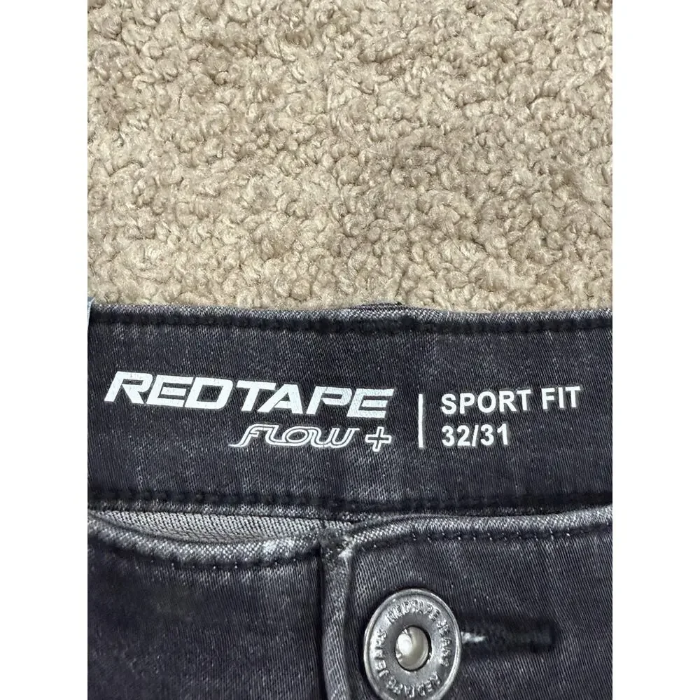 Redtape Men's Black Denim‎ Jeans Skinny Flow+ Sport Fit Size 32x31